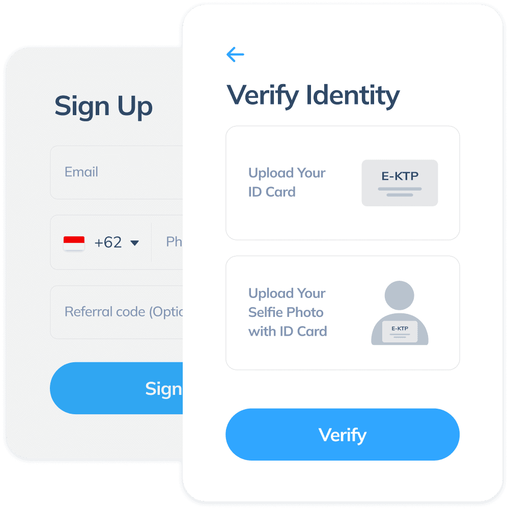 Display of the first step in a Topremit SWIFT transaction, including account registration via email and phone number, and identity verification using an ID card.