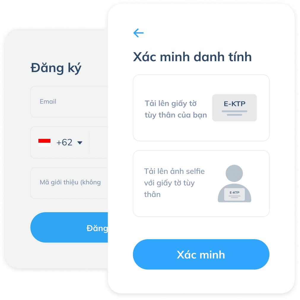 Màn hình bước đầu của giao dịch SWIFT Topremit, bao gồm đăng ký tài khoản bằng email và số điện thoại, cùng xác minh danh tính bằng giấy tờ tùy thân.