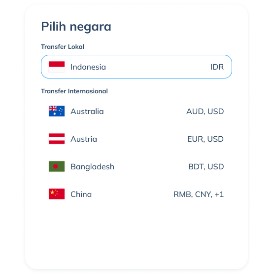 Tampilan langkah kedua transfer lokal di aplikasi Topremit dengan memilih opsi transfer ke 'Satu Penerima' atau 'Banyak Penerima'.