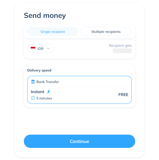 Display of the third step for a local transfer on the Topremit app by selecting an existing recipient or entering new recipient details.