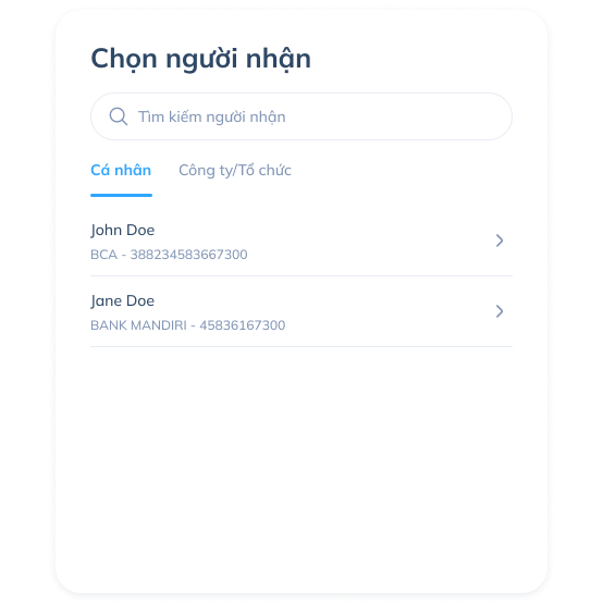 Màn hình bước thứ tư của chuyển tiền nội địa trên ứng dụng Topremit, hiển thị chi tiết giao dịch cho 3 người nhận, tổng số tiền IDR 24,000,000 và tùy chọn tốc độ chuyển tiền Chế độ Nhanh và Chế độ Thường.