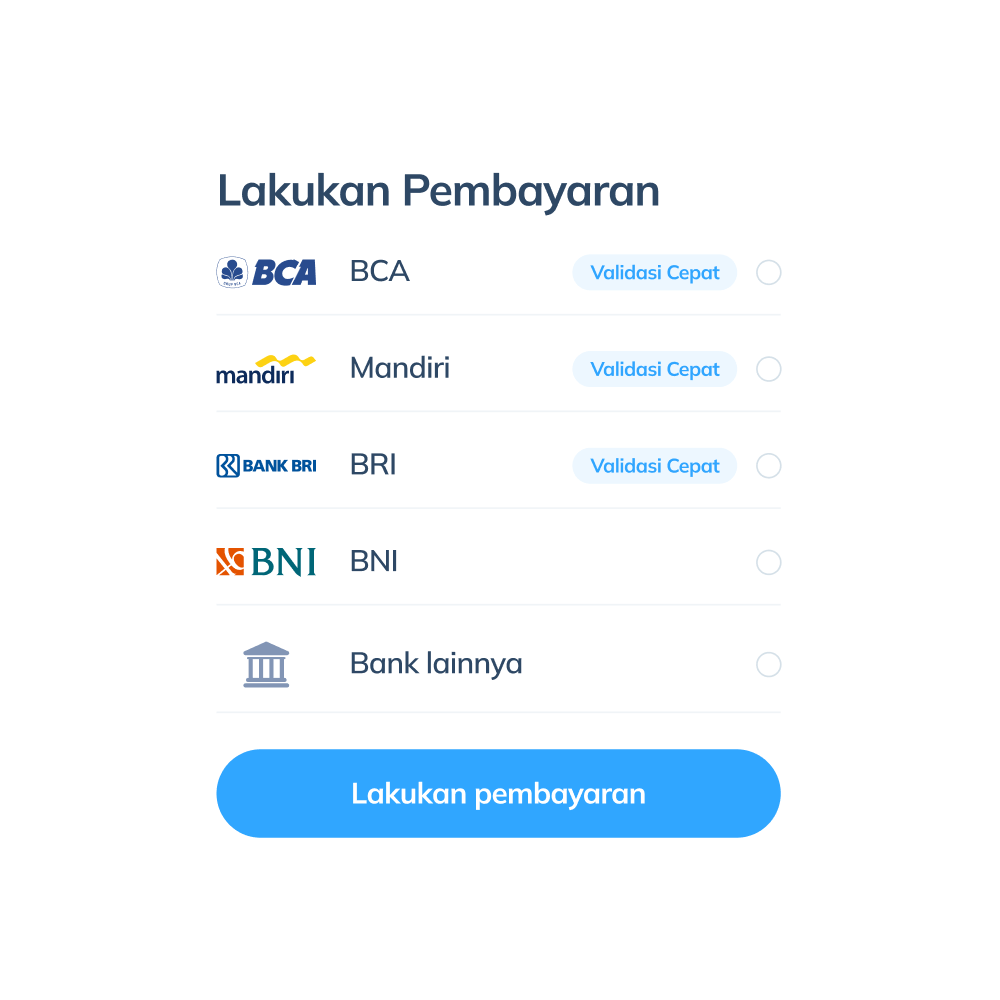 Tampilan langkah terakhir transaksi internasional di aplikasi Topremit dengan melakukan pembayaran ke bank yang tersedia seperti BCA, Mandiri, BRI, BNI, atau bank lainnya.