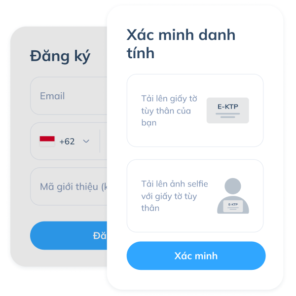 Màn hình bước đầu của giao dịch SWIFT Topremit, bao gồm đăng ký tài khoản bằng email và số điện thoại, cùng xác minh danh tính bằng giấy tờ tùy thân.