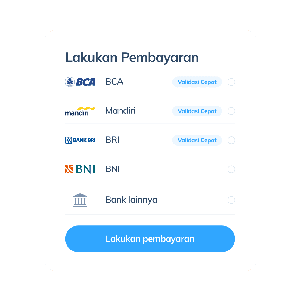 Tampilan langkah terakhir transaksi internasional di aplikasi Topremit dengan melakukan pembayaran ke bank yang tersedia seperti BCA, Mandiri, BRI, BNI, atau bank lainnya.
