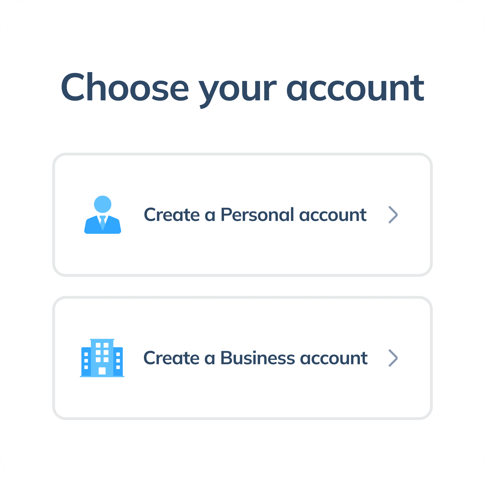 Display of the first step to join the Topremit Affiliate Program, showing options to create a personal Topremit account or a Topremit for Business account.