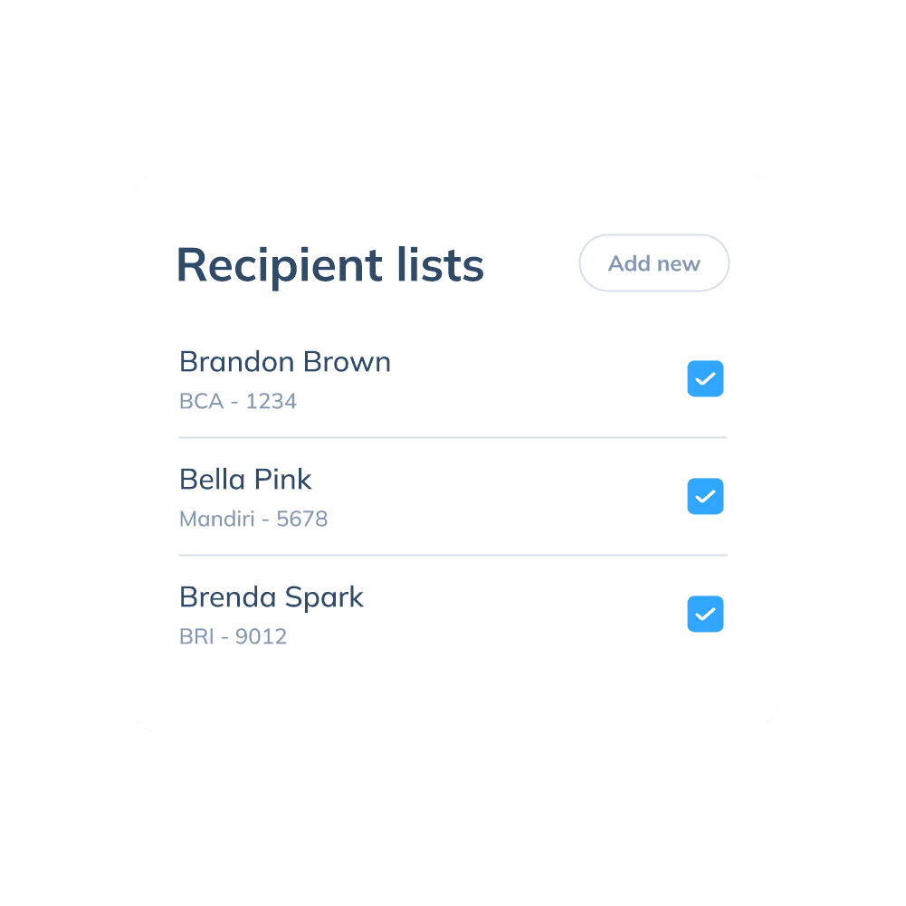 Display of the third step for a local transfer on the Topremit app by selecting an existing recipient or entering new recipient details.